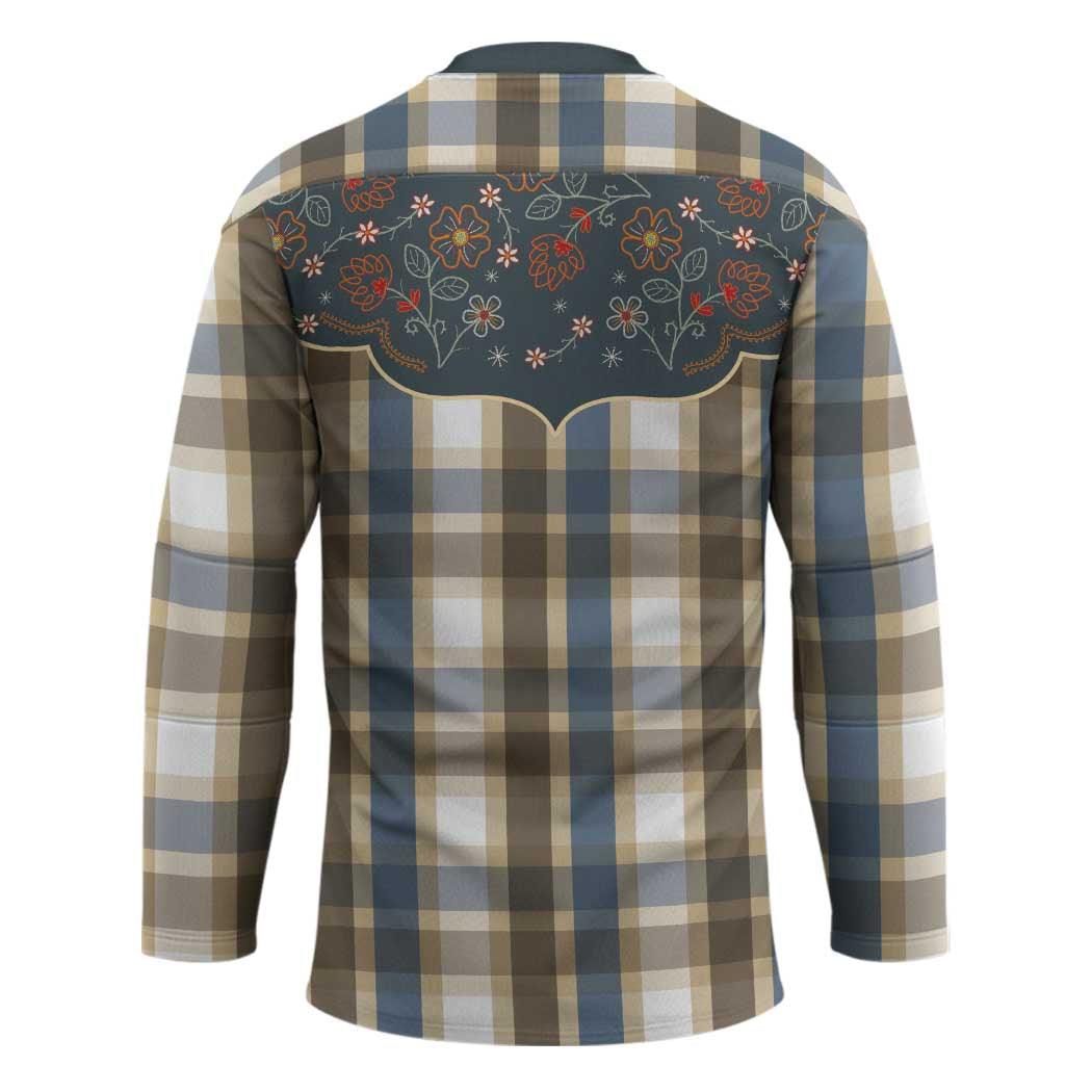 Vintage Western Flowers Yoke Shirt Style Hockey Jersey Gingham - Wonder Print Shop