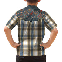 Vintage Western Flowers Yoke Shirt Style Kid Hawaiian Shirt Gingham - Wonder Print Shop