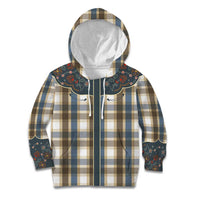 Vintage Western Flowers Yoke Shirt Style Kid Hoodie Gingham - Wonder Print Shop