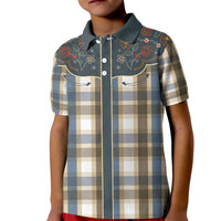 Vintage Western Flowers Yoke Shirt Style Kid Polo Shirt Gingham - Wonder Print Shop