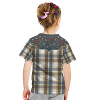 Vintage Western Flowers Yoke Shirt Style Kid T Shirt Gingham - Wonder Print Shop
