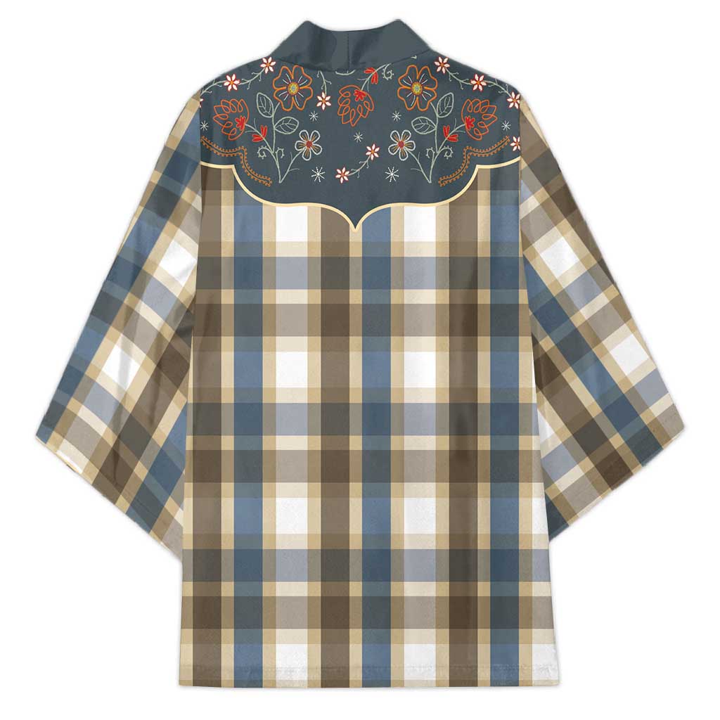 Vintage Western Flowers Yoke Shirt Style Kimono Gingham - Wonder Print Shop