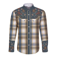 Vintage Western Flowers Yoke Shirt Style Long Sleeve Button Shirt Gingham - Wonder Print Shop