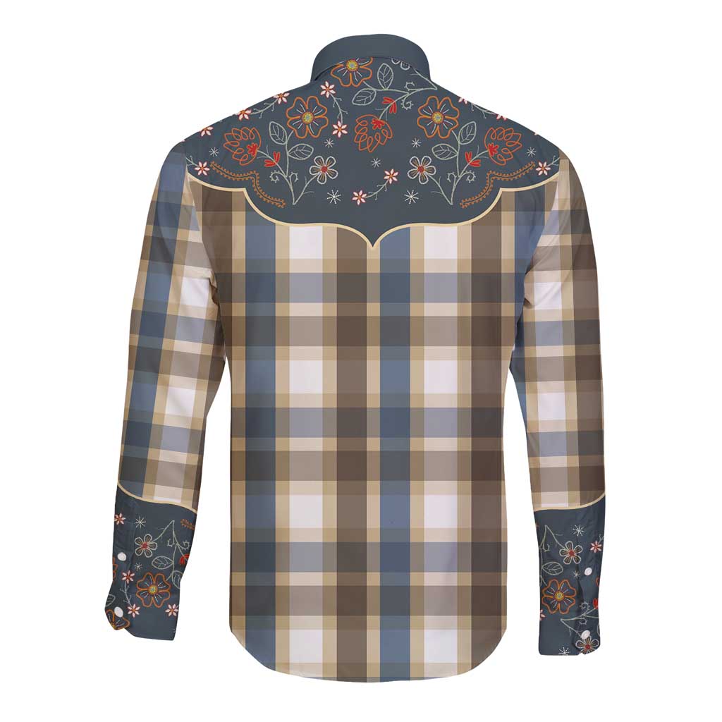 Vintage Western Flowers Yoke Shirt Style Long Sleeve Button Shirt Gingham - Wonder Print Shop