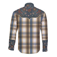 Vintage Western Flowers Yoke Shirt Style Long Sleeve Button Shirt Gingham - Wonder Print Shop