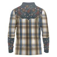 Vintage Western Flowers Yoke Shirt Style Long Sleeve Polo Shirt Gingham - Wonder Print Shop