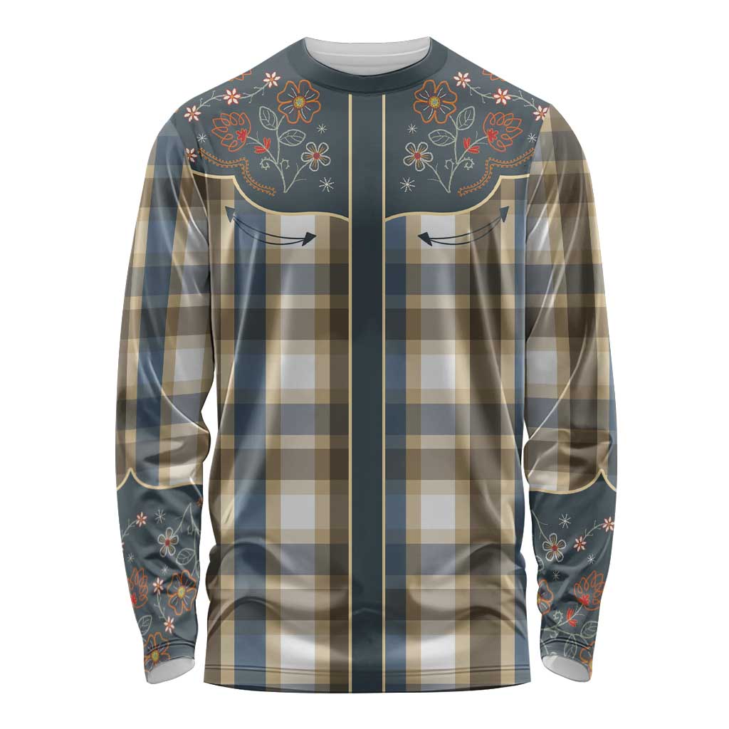 Vintage Western Flowers Yoke Shirt Style Long Sleeve Shirt Gingham - Wonder Print Shop