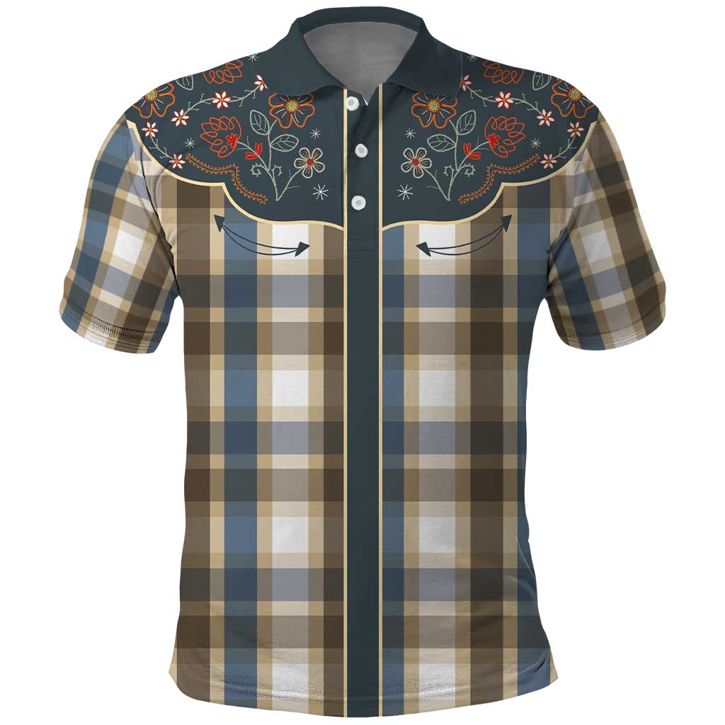 Vintage Western Flowers Yoke Shirt Style Polo Shirt Gingham - Wonder Print Shop