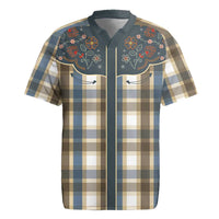 Vintage Western Flowers Yoke Shirt Style Rugby Jersey Gingham - Wonder Print Shop