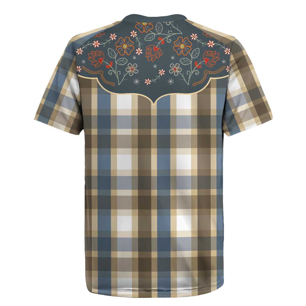 Vintage Western Flowers Yoke Shirt Style Rugby Jersey Gingham - Wonder Print Shop