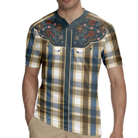 Vintage Western Flowers Yoke Shirt Style Rugby Jersey Gingham - Wonder Print Shop