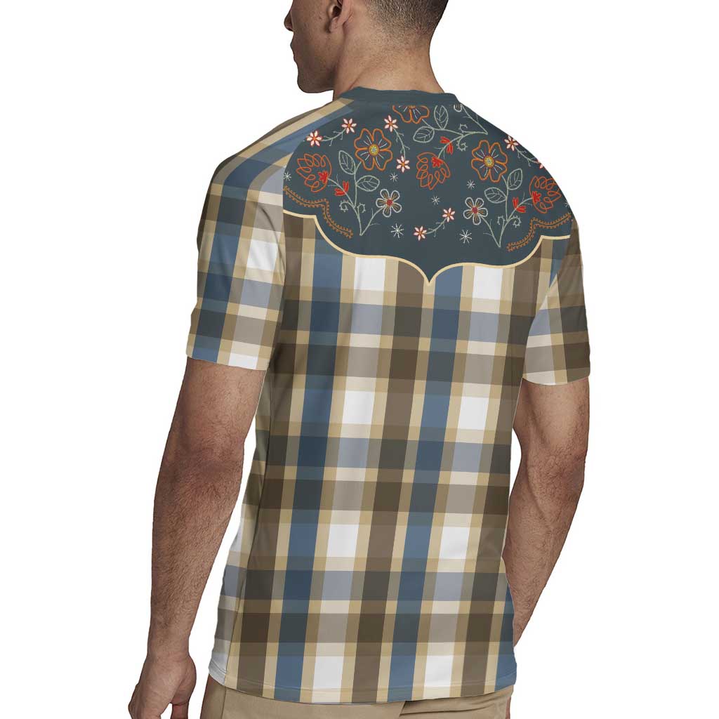 Vintage Western Flowers Yoke Shirt Style Rugby Jersey Gingham - Wonder Print Shop