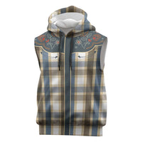Vintage Western Flowers Yoke Shirt Style Sleeveless Hoodie Gingham - Wonder Print Shop