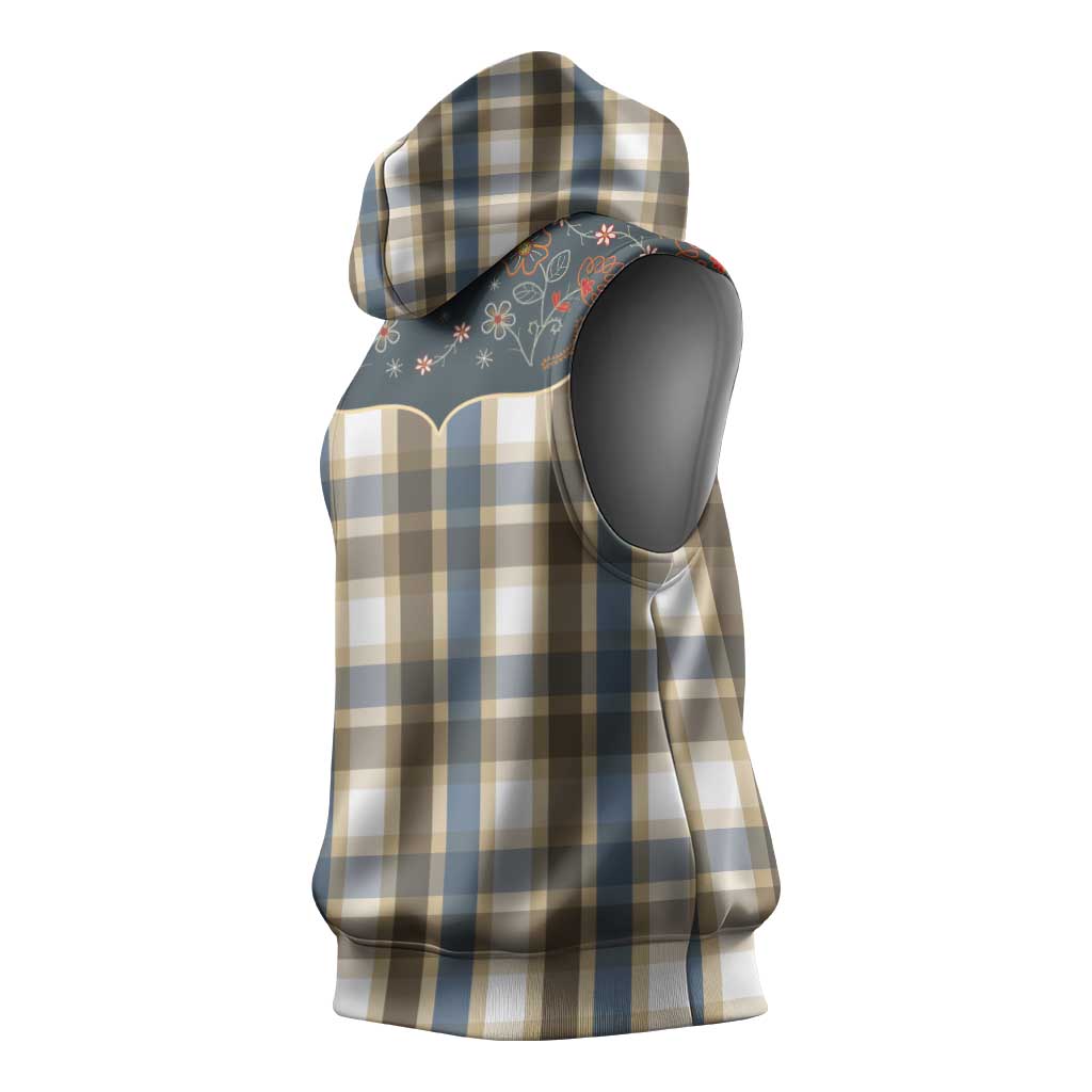 Vintage Western Flowers Yoke Shirt Style Sleeveless Hoodie Gingham - Wonder Print Shop