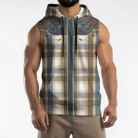 Vintage Western Flowers Yoke Shirt Style Sleeveless Hoodie Gingham - Wonder Print Shop