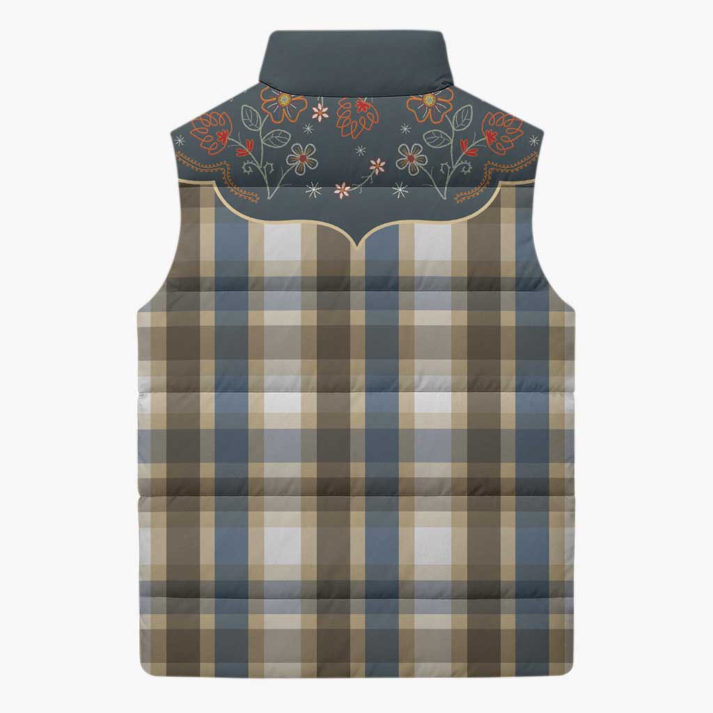 Vintage Western Flowers Yoke Shirt Style Sleeveless Puffer Jacket Gingham - Wonder Print Shop