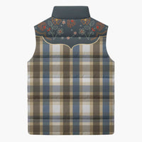 Vintage Western Flowers Yoke Shirt Style Sleeveless Puffer Jacket Gingham - Wonder Print Shop