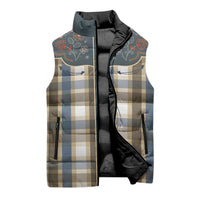 Vintage Western Flowers Yoke Shirt Style Sleeveless Puffer Jacket Gingham - Wonder Print Shop