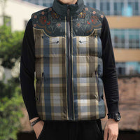 Vintage Western Flowers Yoke Shirt Style Sleeveless Puffer Jacket Gingham - Wonder Print Shop