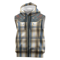 Vintage Western Flowers Yoke Shirt Style Sleeveless Zip Hoodie Gingham - Wonder Print Shop