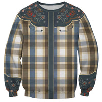 Vintage Western Flowers Yoke Shirt Style Sweatshirt Gingham - Wonder Print Shop