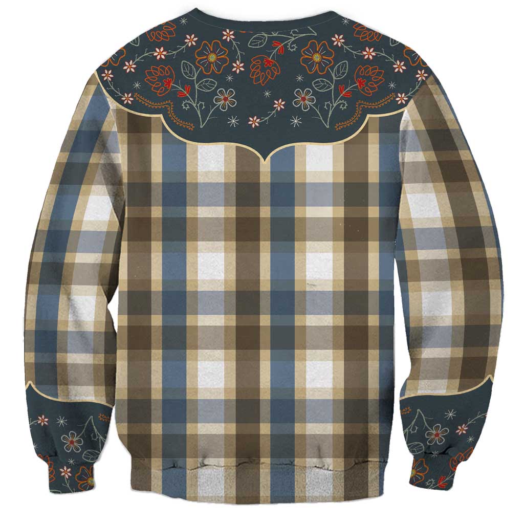 Vintage Western Flowers Yoke Shirt Style Sweatshirt Gingham - Wonder Print Shop