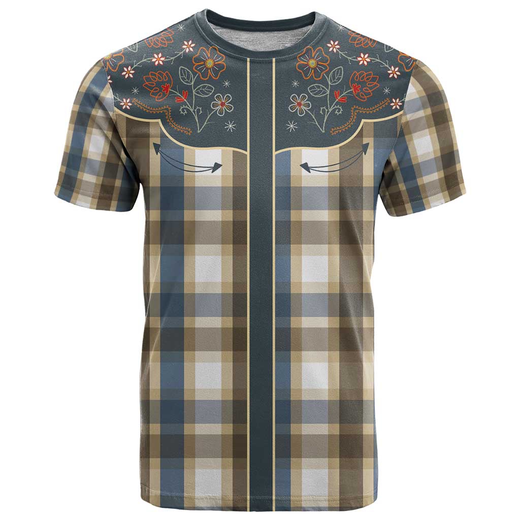 Vintage Western Flowers Yoke Shirt Style T Shirt Gingham - Wonder Print Shop