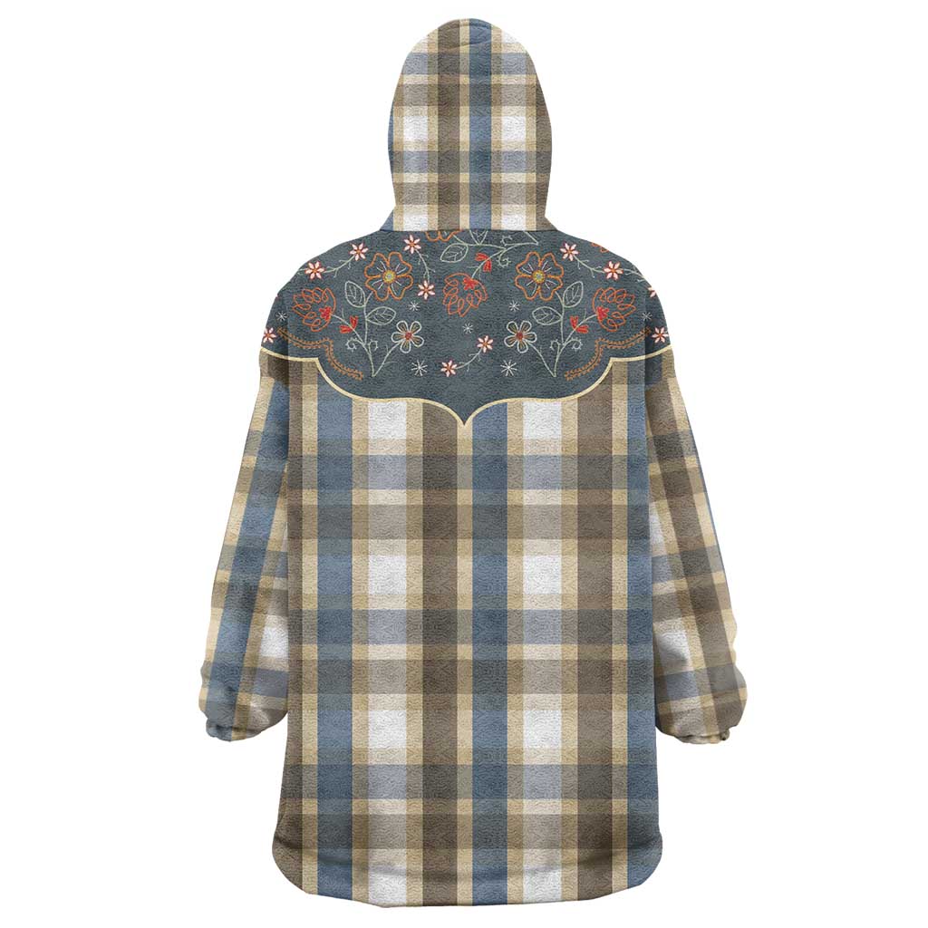 Vintage Western Flowers Yoke Shirt Style Wearable Blanket Hoodie Gingham - Wonder Print Shop