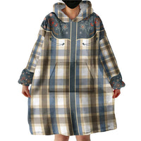 Vintage Western Flowers Yoke Shirt Style Wearable Blanket Hoodie Gingham - Wonder Print Shop