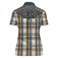 Vintage Western Flowers Yoke Shirt Style Women Polo Shirt Gingham - Wonder Print Shop