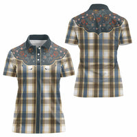 Vintage Western Flowers Yoke Shirt Style Women Polo Shirt Gingham - Wonder Print Shop
