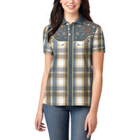 Vintage Western Flowers Yoke Shirt Style Women Polo Shirt Gingham - Wonder Print Shop