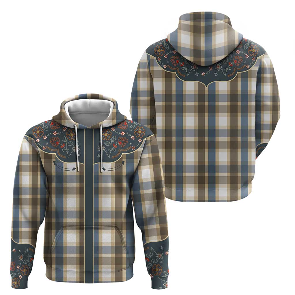 Vintage Western Flowers Yoke Shirt Style Zip Hoodie Gingham - Wonder Print Shop