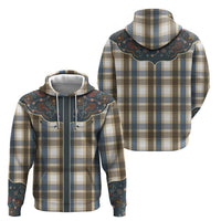 Vintage Western Flowers Yoke Shirt Style Zip Hoodie Gingham - Wonder Print Shop