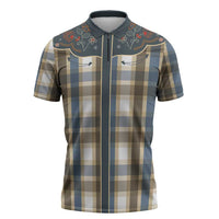 Vintage Western Flowers Yoke Shirt Style Zipper Polo Shirt Gingham - Wonder Print Shop
