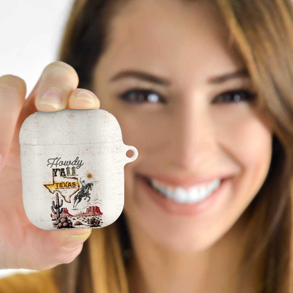 Texas Heritage Vintage Style AirPods Case Howdy Y’all and Lone Star State - Wonder Print Shop