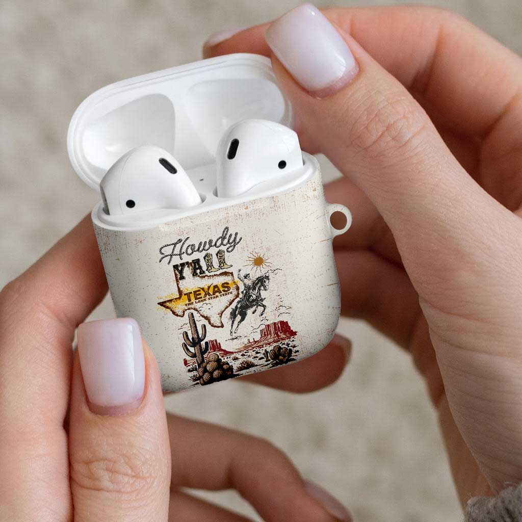 Texas Heritage Vintage Style AirPods Case Howdy Y’all and Lone Star State - Wonder Print Shop