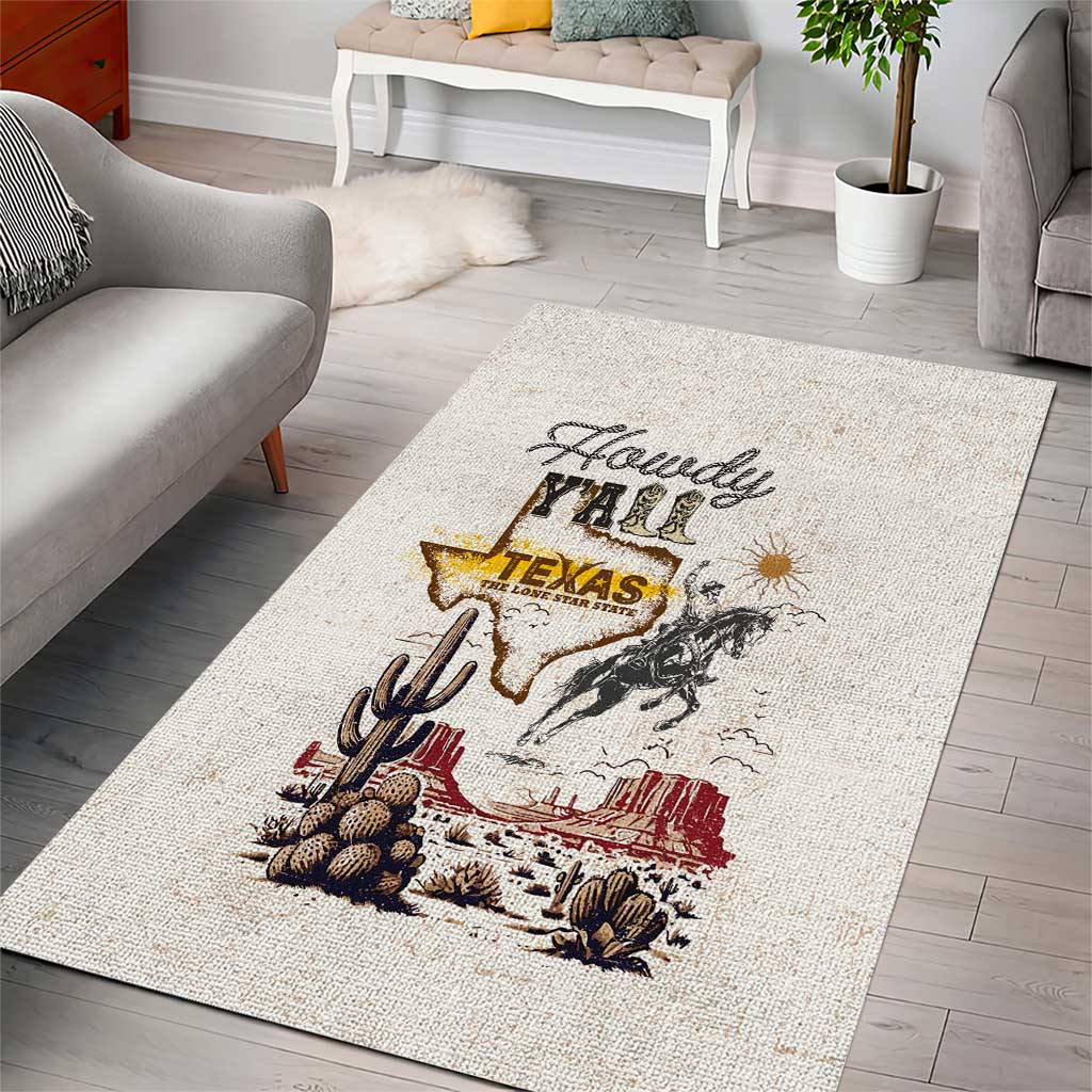 Texas Heritage Vintage Style Area Rug Howdy Y’all and Lone Star State - Wonder Print Shop