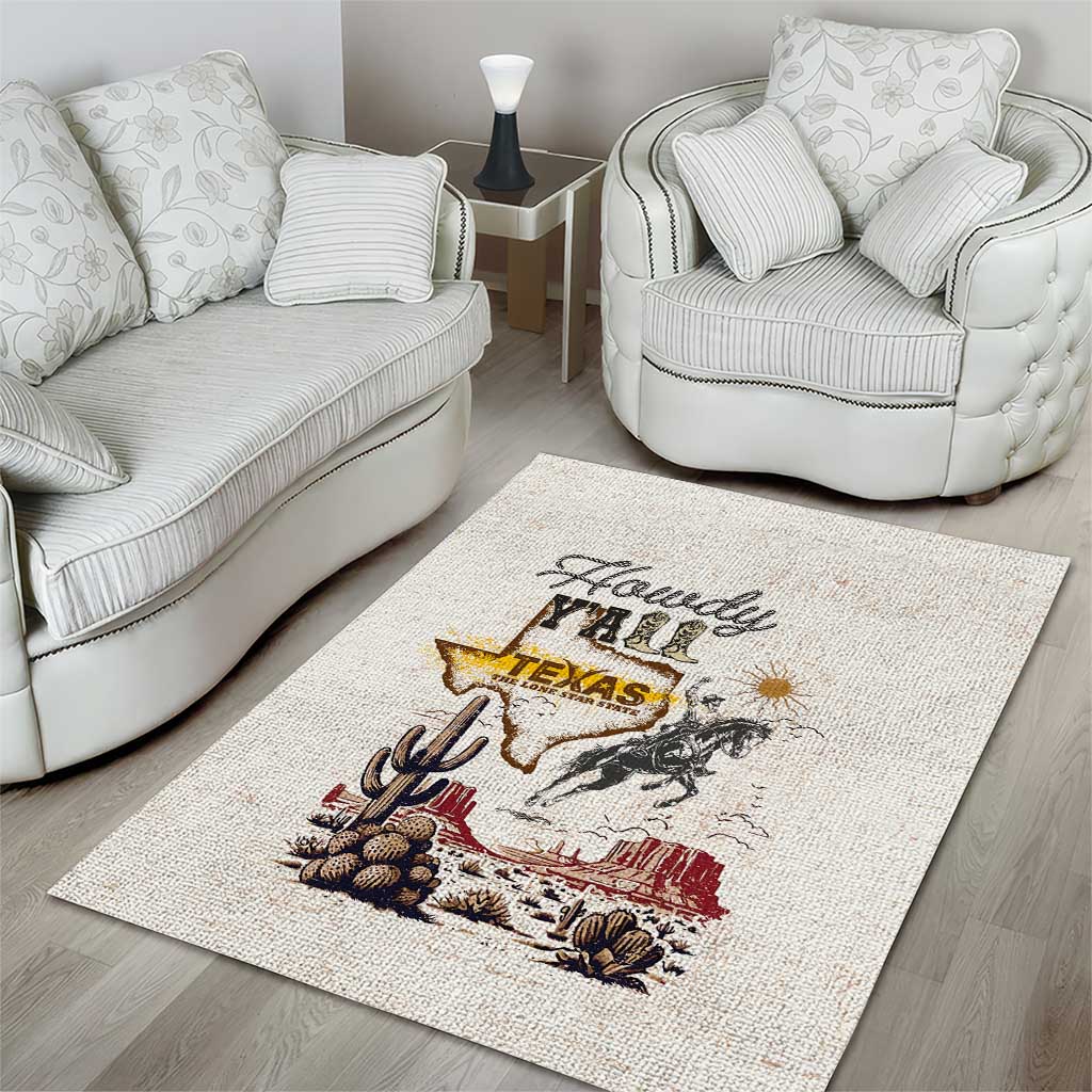 Texas Heritage Vintage Style Area Rug Howdy Y’all and Lone Star State - Wonder Print Shop