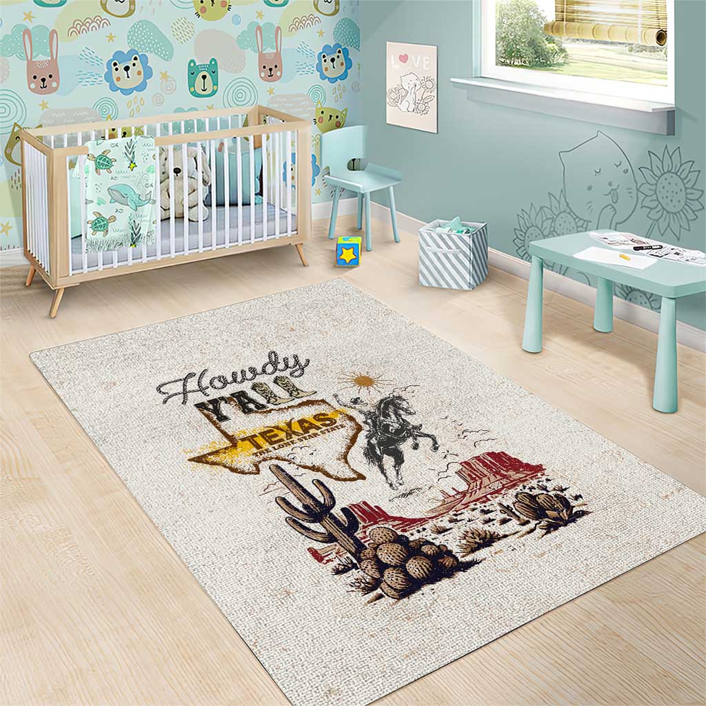Texas Heritage Vintage Style Area Rug Howdy Y’all and Lone Star State - Wonder Print Shop