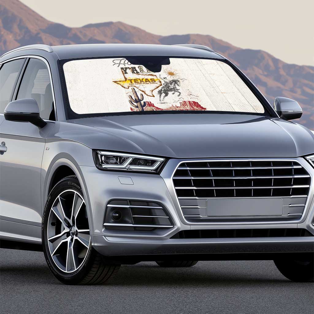 Texas Heritage Vintage Style Auto Sun Shade Howdy Y’all and Lone Star State - Wonder Print Shop