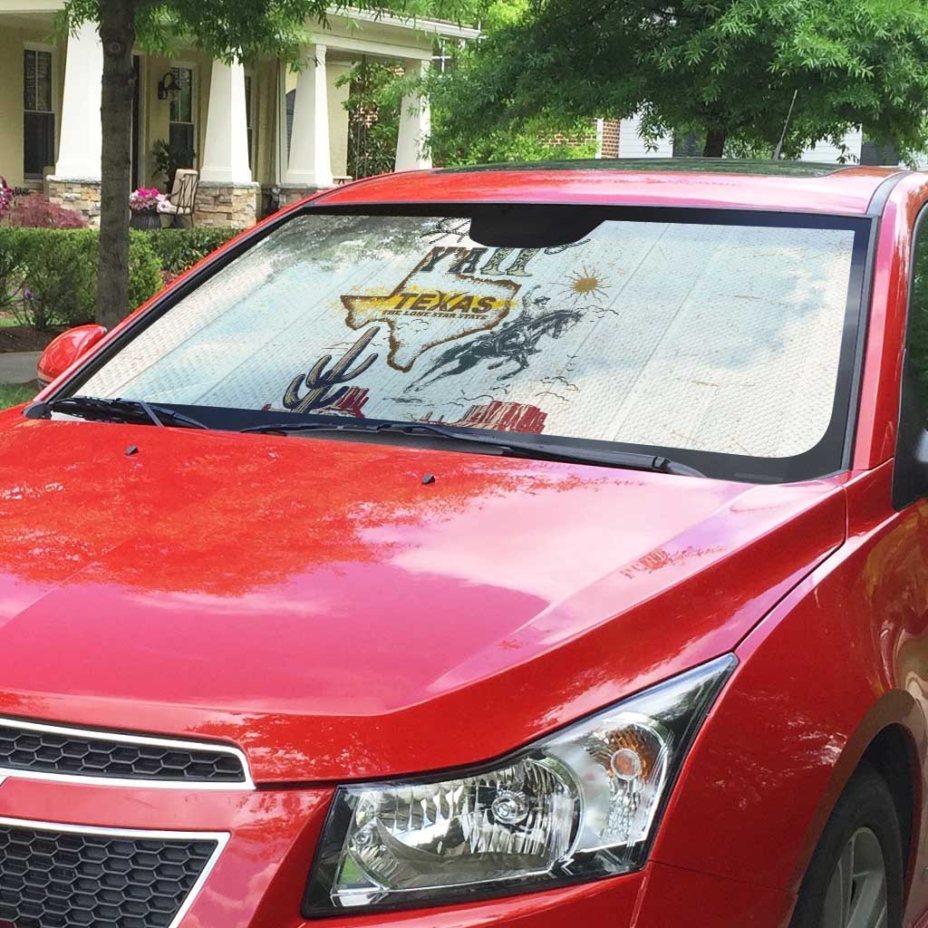 Texas Heritage Vintage Style Auto Sun Shade Howdy Y’all and Lone Star State - Wonder Print Shop
