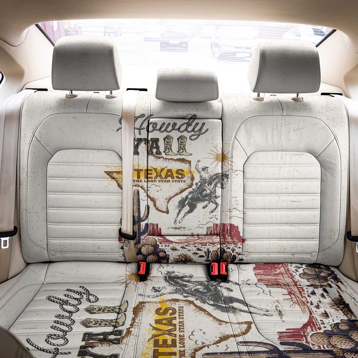 Texas Heritage Vintage Style Back Car Seat Cover Howdy Y’all and Lone Star State - Wonder Print Shop