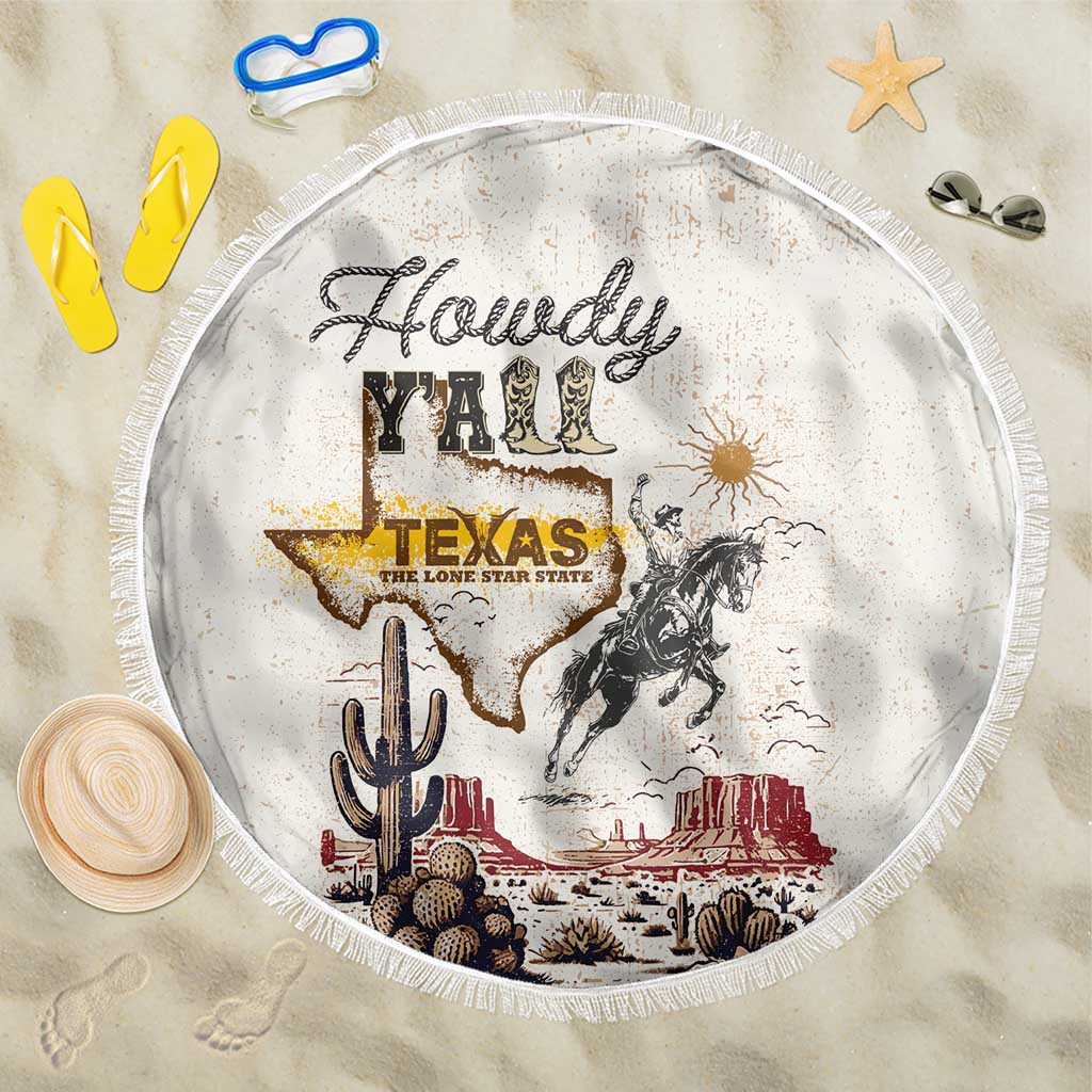 Texas Heritage Vintage Style Beach Blanket Howdy Y’all and Lone Star State - Wonder Print Shop