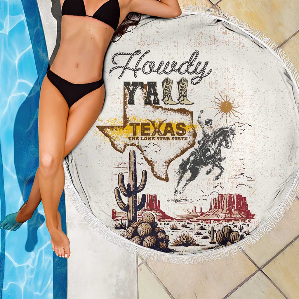 Texas Heritage Vintage Style Beach Blanket Howdy Y’all and Lone Star State - Wonder Print Shop