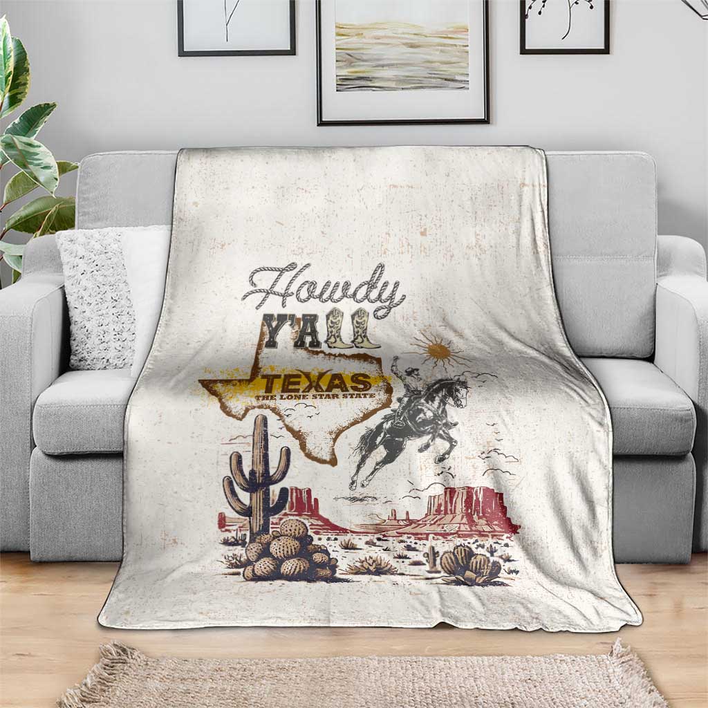 Texas Heritage Vintage Style Blanket Howdy Y’all and Lone Star State - Wonder Print Shop