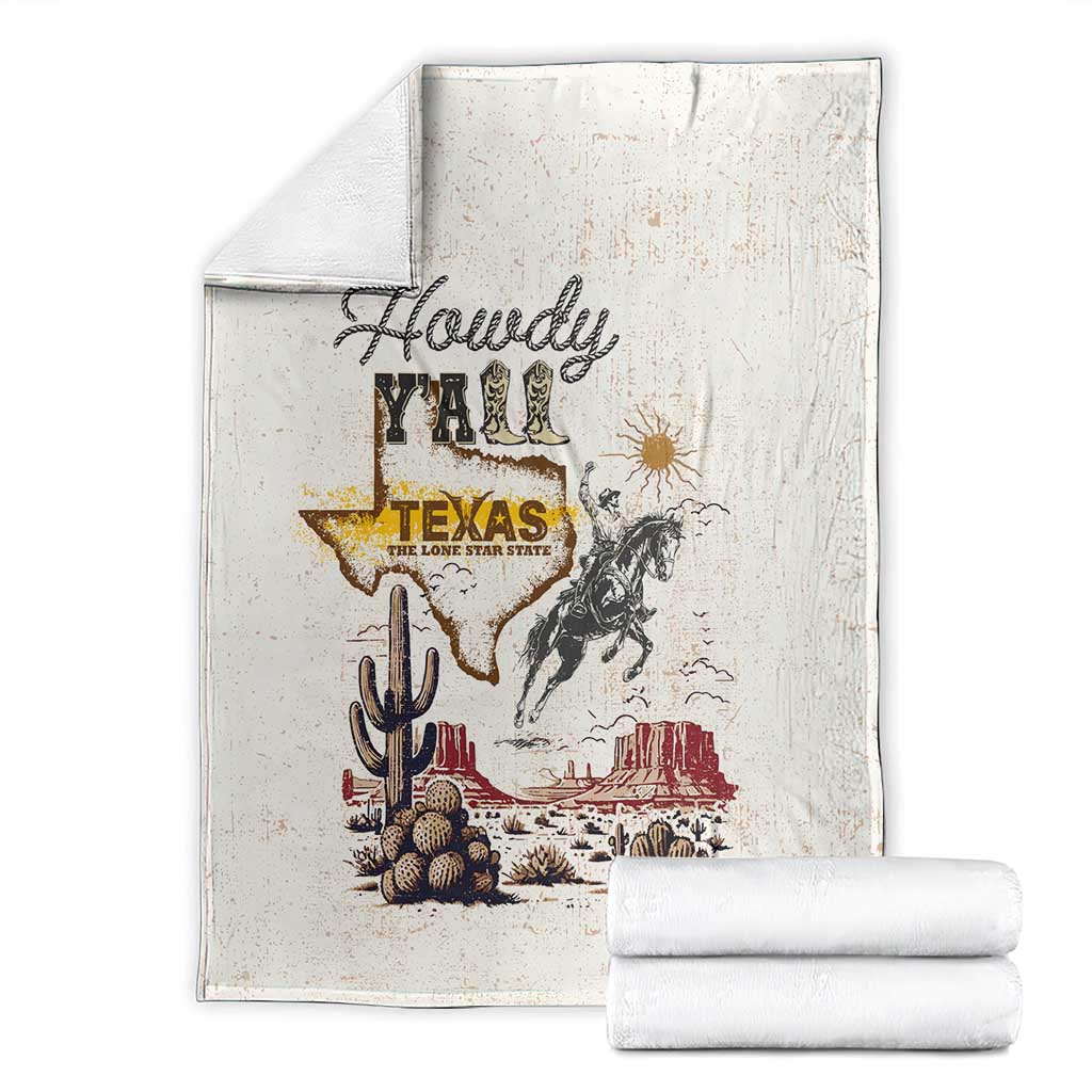 Texas Heritage Vintage Style Blanket Howdy Y’all and Lone Star State - Wonder Print Shop