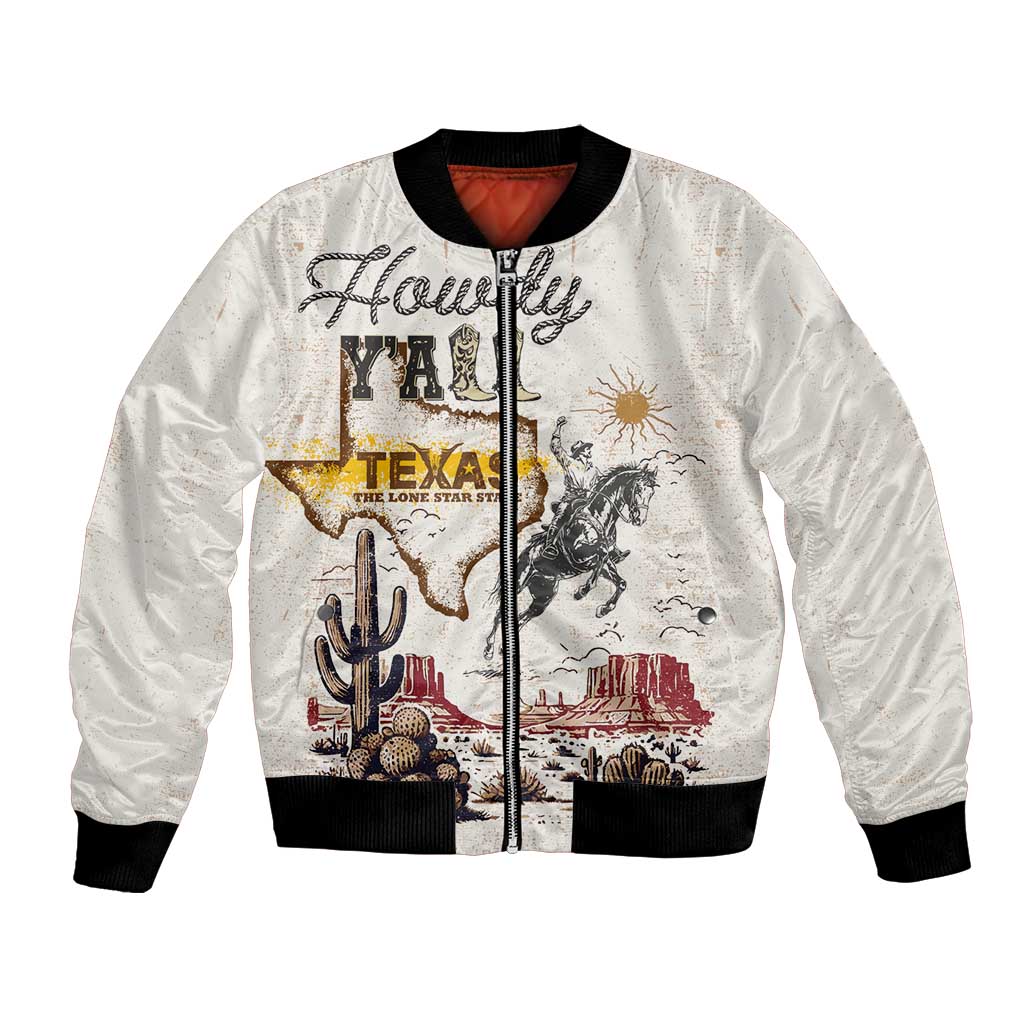 Texas Heritage Vintage Style Bomber Jacket Howdy Y’all and Lone Star State - Wonder Print Shop