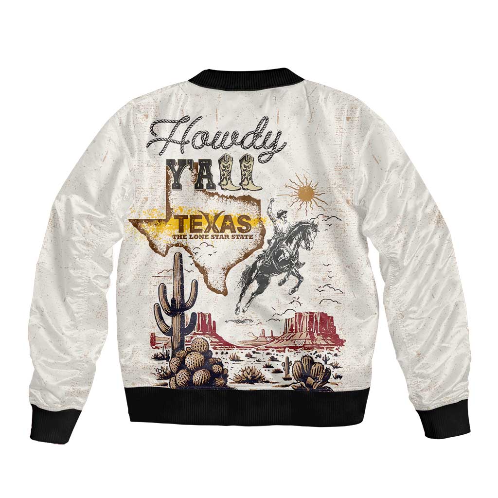 Texas Heritage Vintage Style Bomber Jacket Howdy Y’all and Lone Star State - Wonder Print Shop