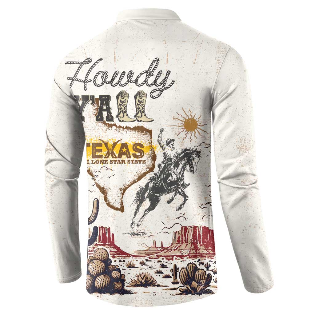 Texas Heritage Vintage Style Button Sweatshirt Howdy Y’all and Lone Star State - Wonder Print Shop